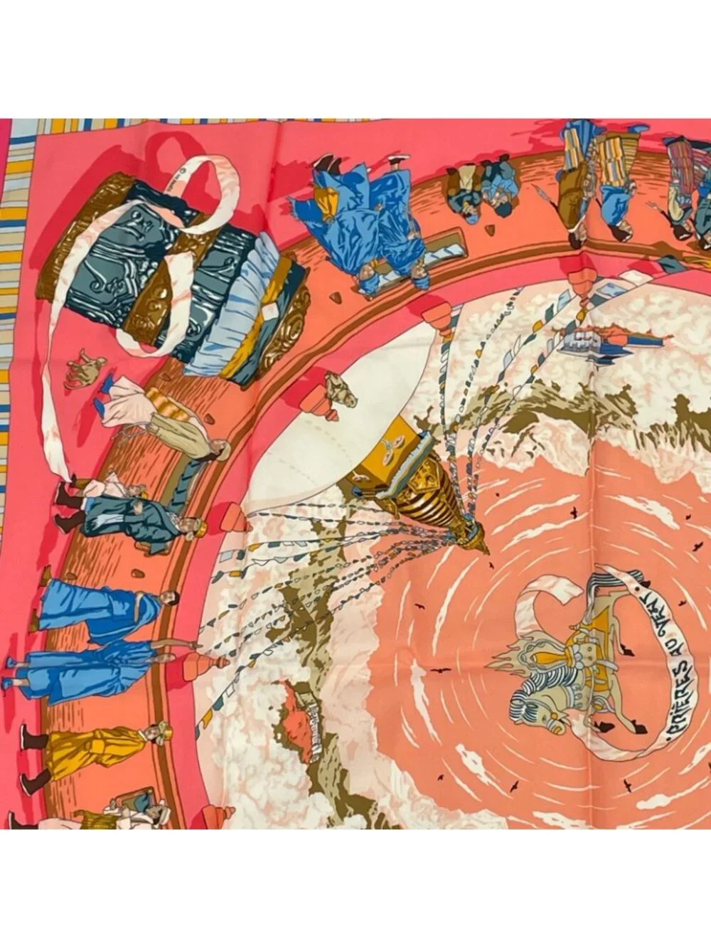 Hermes Carre 90 Prieres AU Vent Prayer in the Wind Silk Scarf Pink - Picture 2 of 8